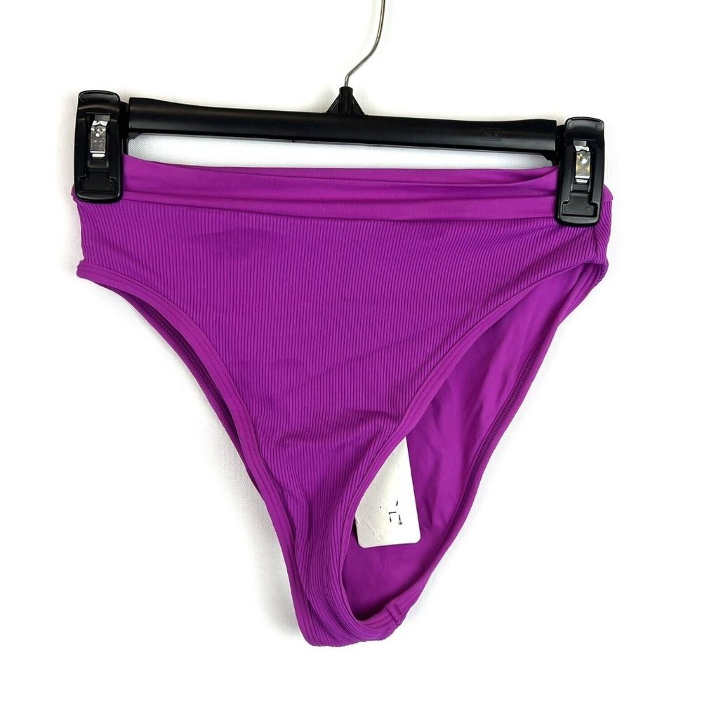 L Space Women’s Purple High Waist Frenchi Bikini Bottom Size Small